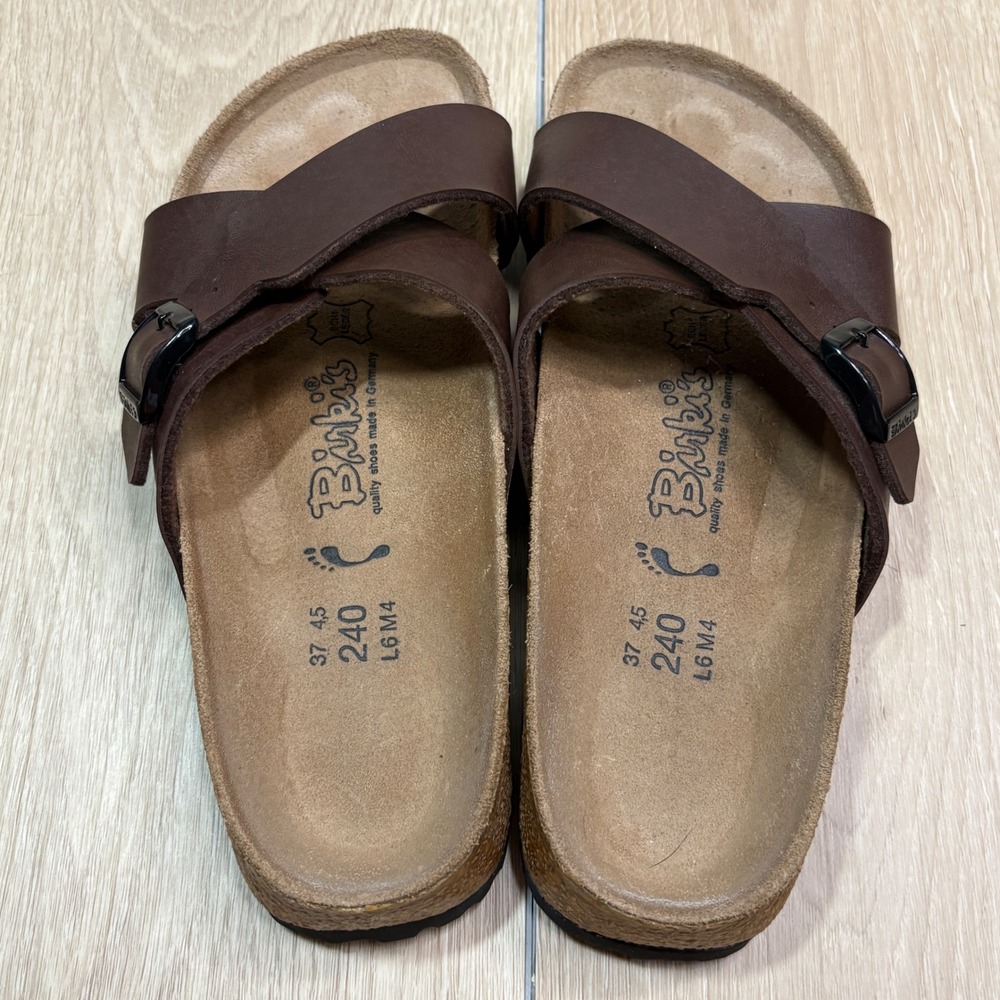 Birkenstock Brown Leather Crossed-Strap Sandals - Picture 7 of 9